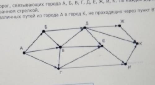 Задание 9 На рисунке — схема дорог, связывающих города А, Б, В, Г, Д, Е, Ж, И, к. По каждой дороге м