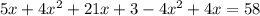 5x + 4x^{2} + 21x + 3 - 4x^{2} +4x = 58\\