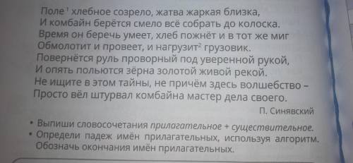 Выпиши словосочетания прилагательное+существительное . Определи падеж имен прилагательных, используя