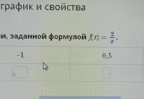 Заполни таблицу для функции, заданной формулой f(x) = 2/x Кароч там хер помпстишь фото на первой стр