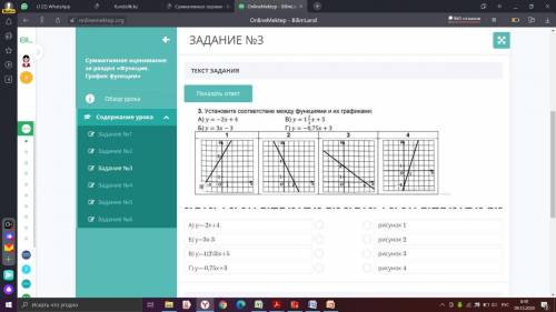 Соотнести соответствие между графиками и их функциями.