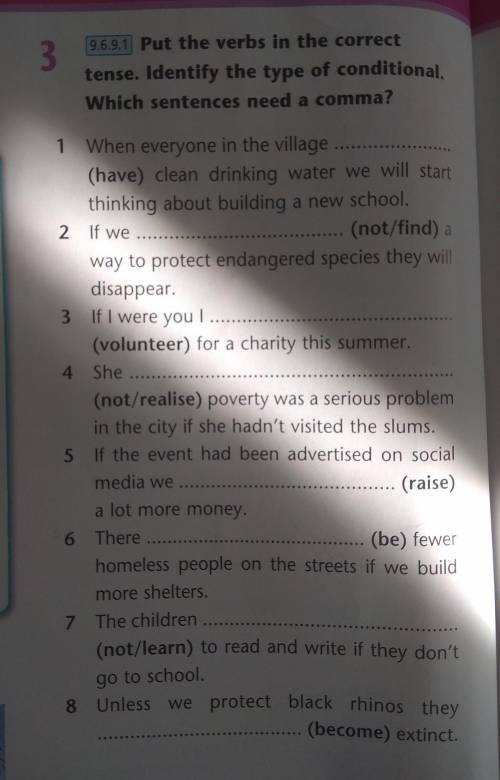 Which sentences need a comma?When everyone in the villagetense. Identify the type of conditional.(ha