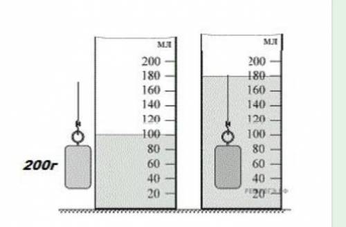 На рисунке показан груз, помещенный в мензурку с водой. Масса груза указана на рисунке: a) определит