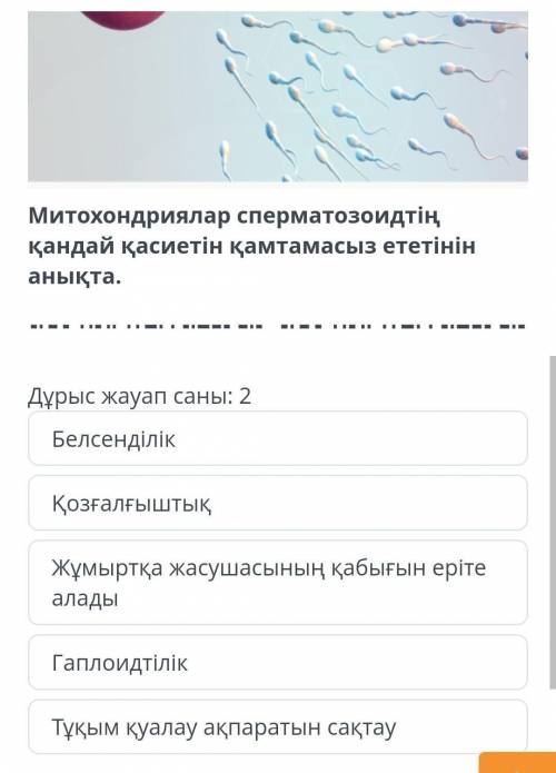 Русский перевод: Количество правильных ответов 2Определить, какие свойства митохондрий обеспечивают