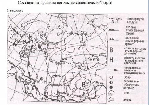 Составление прогноза погоды по синоптической карте. Примерный план работы составления прогноза погод