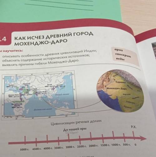 Укажите на ленте времениИспользуя карту, нане-сите на ленту временидату возникновения ци-вилизации д