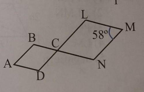 Отрезки BN и DL пересекаются в точке C ABCD и CLMN паралалеграммы Если угол M=58° то: а) найдите гра