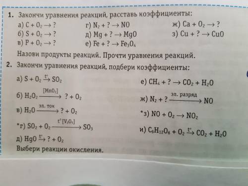 1. Закончи уравнения реакций, расставь коэффициенты: 2. Закончи уравнения реакций, подбери коэффицие