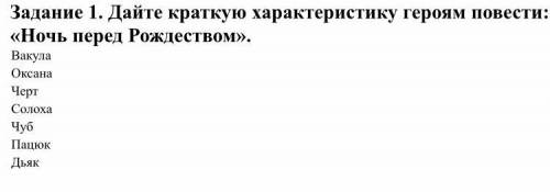 Дайте краткую характеристику героям повести: «Ночь перед Рождеством».