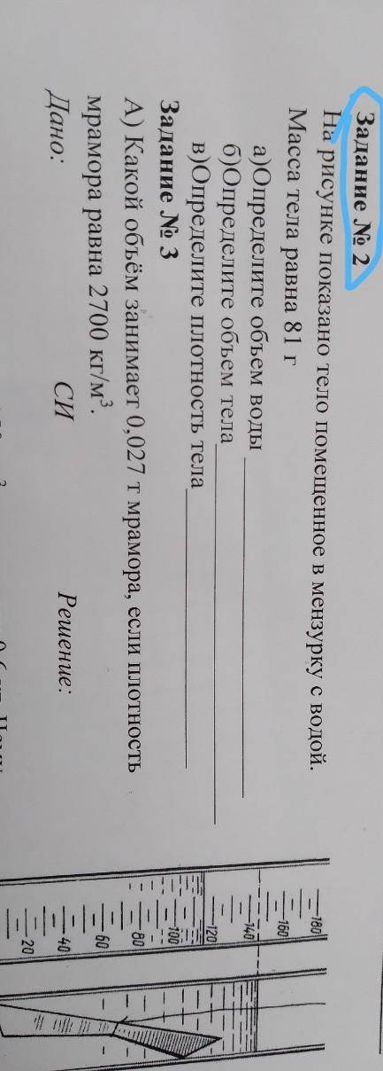 На рисунке показано тело помещенное в мензуру с водой масса тела 81 г (и чтоб было решениеа ни прост