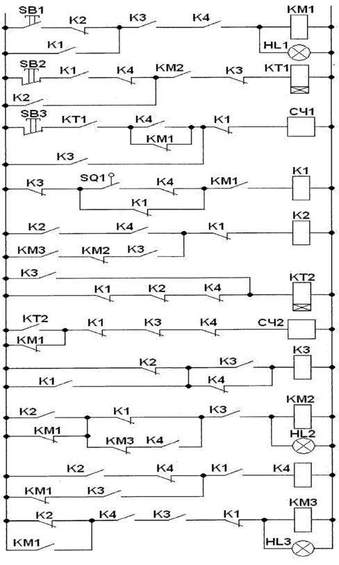 нужно написать алгоритм данной релейно-контактной схемы.