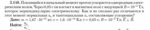 Покоящийся в начальный момент протон ускоряется однородным электрическим полем. Через 0,05 с он влет