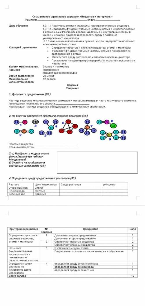 По рисунку определите простые и сложные вещества