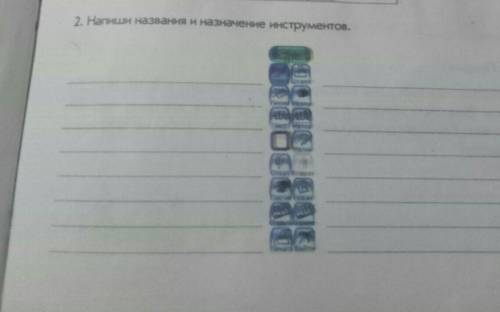 2. Напиши названия и назначение инструментов.сеПасторая25ничего25ничего ​