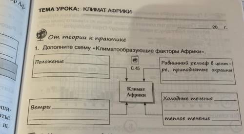 Дополните схему климатообразующие факторы Африки очень надо)