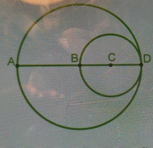 В-центр більшого кола, точка С-цент меншого кола а точка Д--Едина спільна точка обох діаметр АД вели