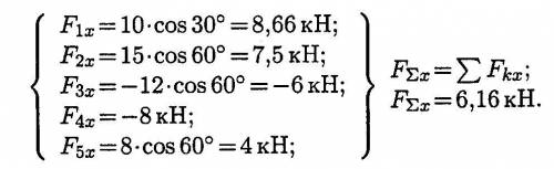 Определите равнодействующую плоскость системы сходящихся сил аналитическим =30, решить!
