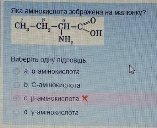 Какая аминокислота изображена на рисунке?1) a-аминокислота 2) C-аминокисота 3) b-аминокислота 4) d-а