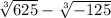 \sqrt[3]{625} - \sqrt[3]{ - 125}