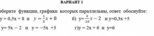 Выбирите функции , график которых параллельны, ответ обоснуйте