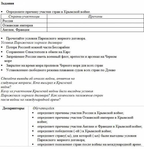 ЕСЛИ ОТВЕЧАЕТЕ ТО ТОЛЬКО НА ВСЕ Определите причину участия стран в Крымской войне. Страны-участницы