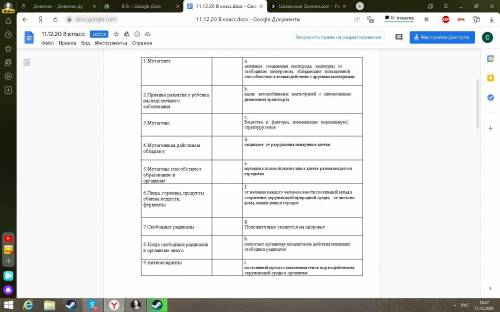 Решите соответствия первого и второго столбца