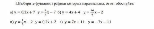 Выберете функции ,графики которых параллельны , ответ обостнуйте ​