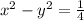 x^{2} -y^{2} =\frac{1}{4}