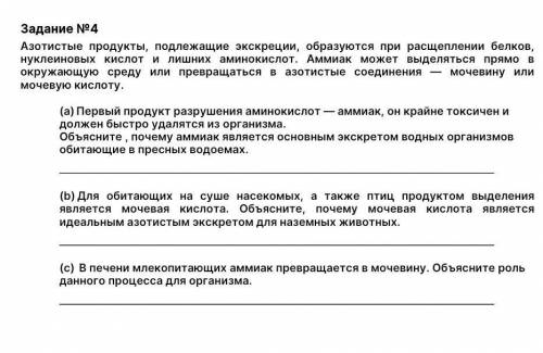 Азотистые продукты, подлежащие экскреции, образуются при расщеплении белкое, нуклеиновых кислот и ли