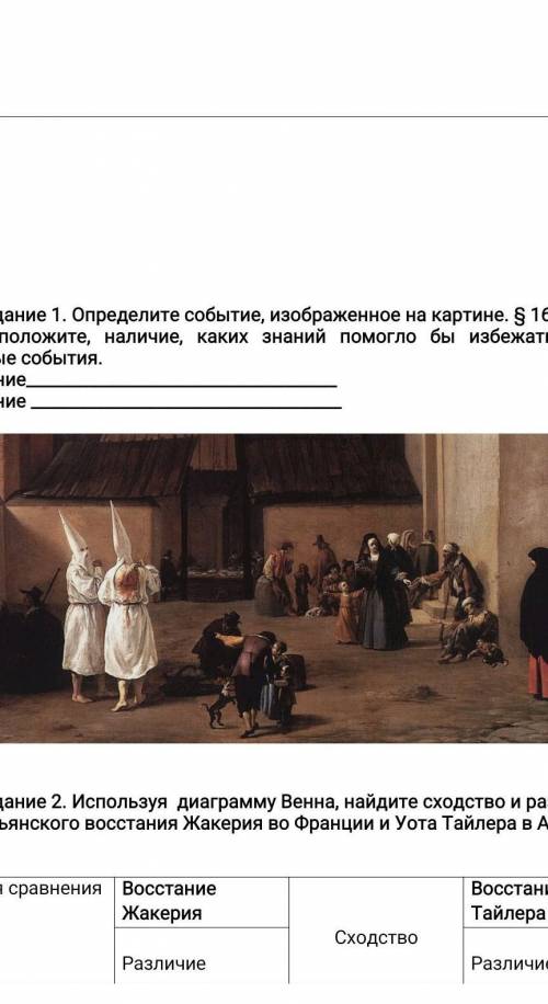 Задание 1. Определите событие, изображенное на картине. § 16 Предположите, наличие, каких знаний бы