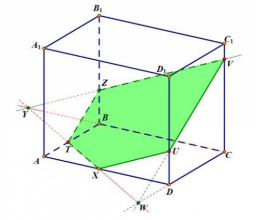 1. Какие точки лежат в плоскости А1В1В? ZVU? 2. В каких плоскостях, изображенных на рисунке, лежат т