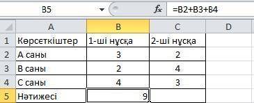 Формула пользавателя В5 ячейка С5 скопировано в ячейку. S5 Определите формулу в ячейке. =С2+С3+С4 =В