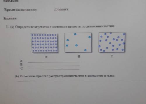 1. (а) Определите агрегатное состояние веществ по движению частиц. ABС