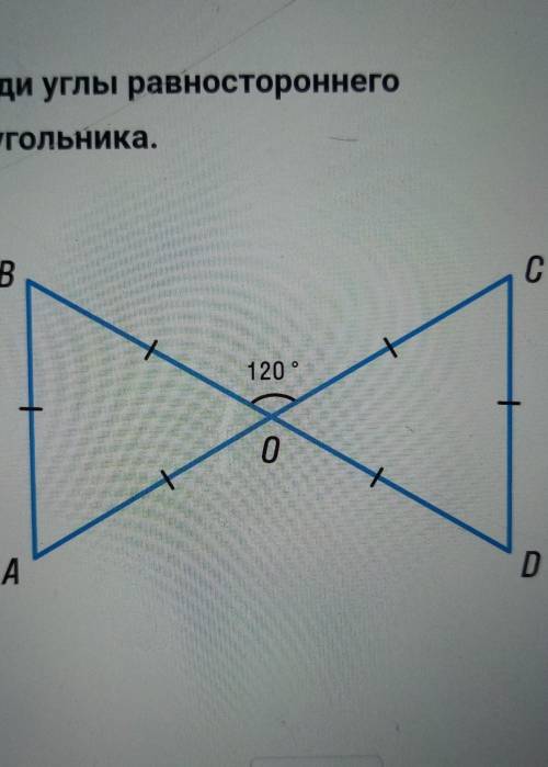 Найди углы равностороннего треугольника ответ : все углы по °​