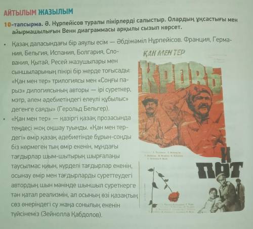 Ә. Нұрпейісов туралы пікірлерді салыстыр. Олардың ұқсастығы мен айырмашылығын Венн диаграммасы арқыл