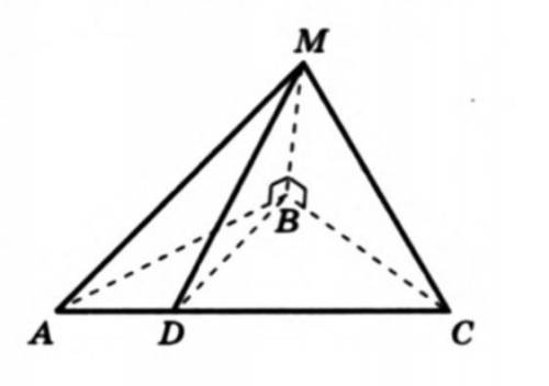 Дан тетраэдр MABC, в котором MB перпендикулярен BC, MB перпендикулярен BA. 1. Докажите, что треуголь