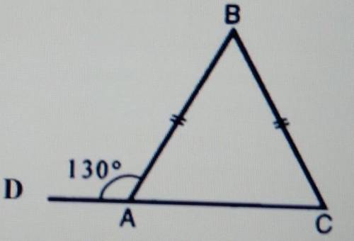 Внешний угол изображенного треугольника авс на рисунке задан 《DAC=130°. найдите углы треугольника AB