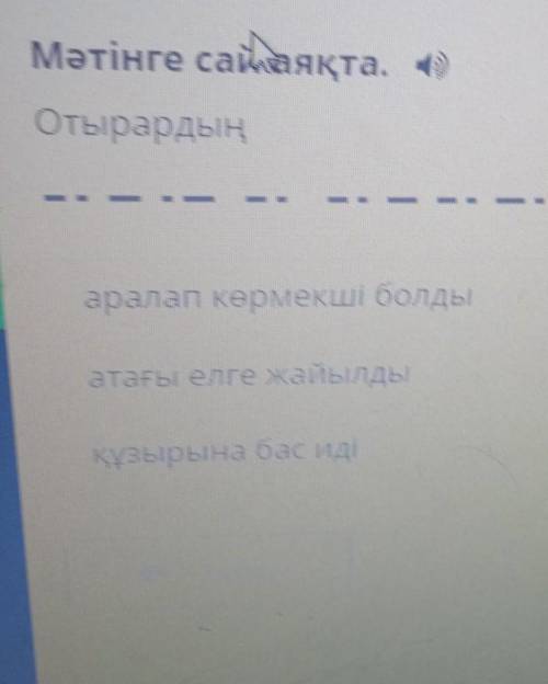 Мәтінге сай аяқта. 4) ОтырардыңНаши анишинаралап көрмекші болдыатағы елге жайылдықұзырына бас иді​