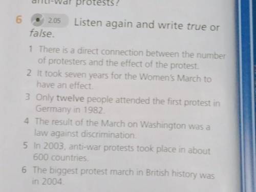 205 Listen again and write true or false, 1 There is a direct connection between the number of prote