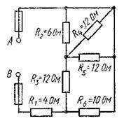 Электротехника. Цепь постоянного тока содержит шесть резисторов, соединенных смешанно. Схема цепи и