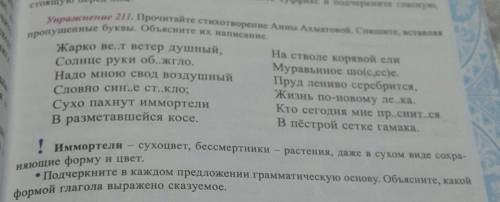 Упражнение 211.Прочитайте стихотворение Анны Ахматовый. Спишите , вставляя пропущенные буквы. Объясн