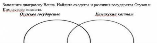 2. Заполните диаграмму Венна. Найдите сходства и различия государства Огузов и Кимакского каганата.