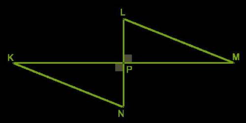 ФОТО Два перпендикулярных отрезка KM и LN пересекаются в общей серединной точке P. Какой величины∡ N