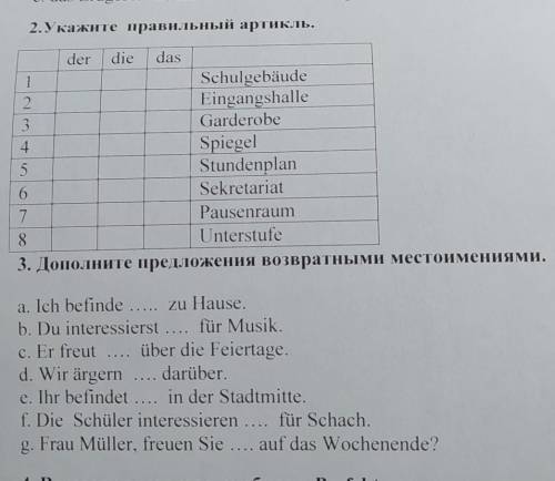 Укажите правильный артикль , дополните предложения возвратными местоимениями​