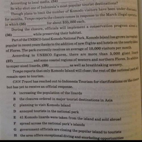 Task 7 Read the text below. Fill in gaps 33-38 with choices A-H.