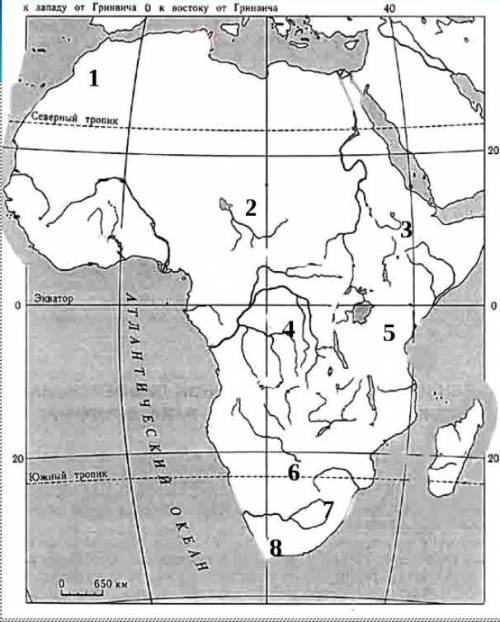 На представленной ниже карте Африки цифрой 1 обозначается Укажите правильный вариант ответа: Капские
