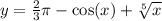 y = \frac{2}{3} \pi - \cos(x ) + \sqrt[5]{x}