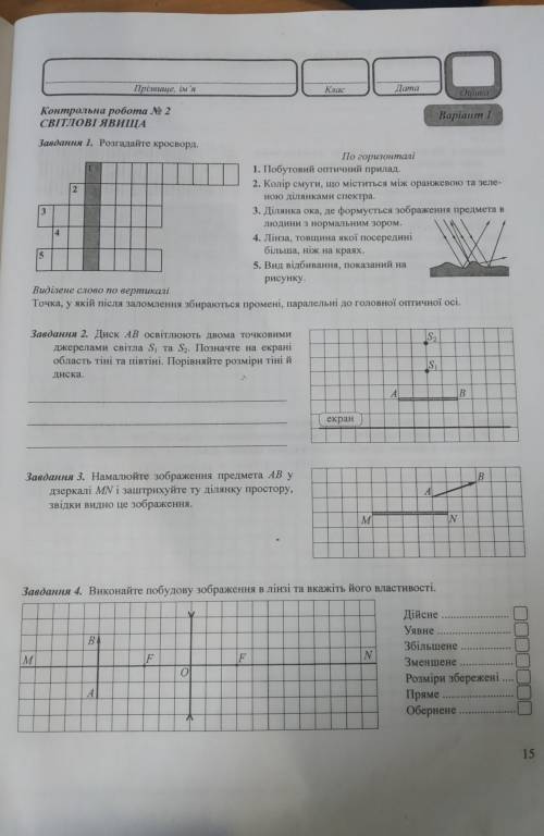 ть з фізика 9 клас тема світлові явища ​