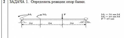 Определить реакции опор балки.