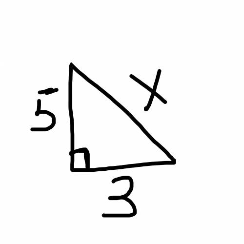 найти Х в прямоугольном треугольнике у которого катеты равны 5 и 3